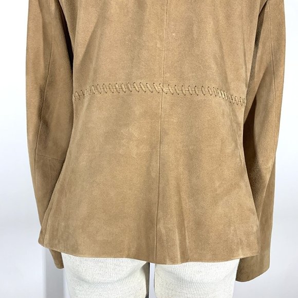 Michael Kors Tan Suede Leather Jacket Women’s Sz L Fringe - Picture 9 of 11